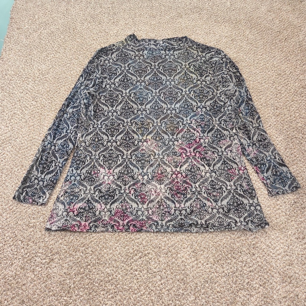 Coldwater Creek Cardigan Size 1X Burn Out Brocade Tie-Dye Open Front Boho - Picture 2 of 8